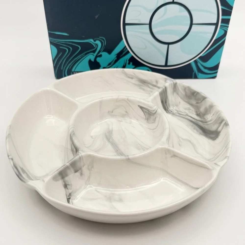 Chic‎ & Tonic The Polished Collection 8in Ceramic Sectional Marble Party Dish